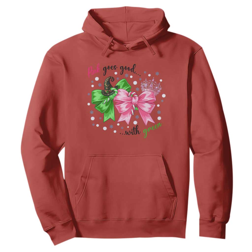 Funny Christmas Witch Pink Goes Good With Green Hoodie TS11 Red Print Your Wear