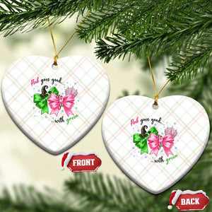 Funny Christmas Witch Pink Goes Good With Green Ceramic Ornament - Print Your Wear