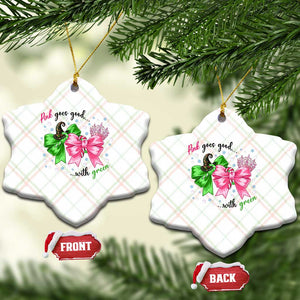 Funny Christmas Witch Pink Goes Good With Green Ceramic Ornament - Print Your Wear