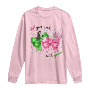Funny Christmas Witch Pink Goes Good With Green Long Sleeve Shirt TS11 Light Pink Print Your Wear