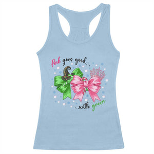 Funny Christmas Witch Pink Goes Good With Green Racerback Tank Top - Print Your Wear