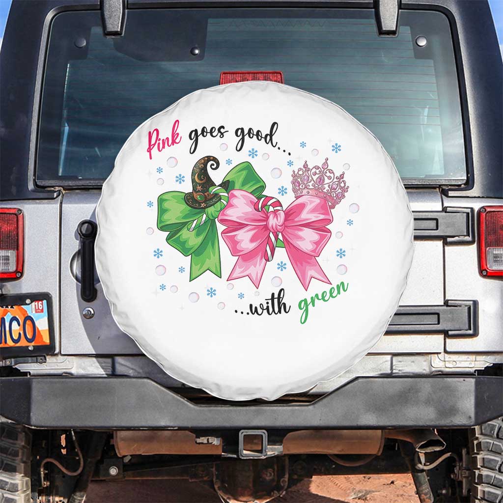 Funny Christmas Witch Pink Goes Good With Green Spare Tire Cover TS11 No hole White Print Your Wear