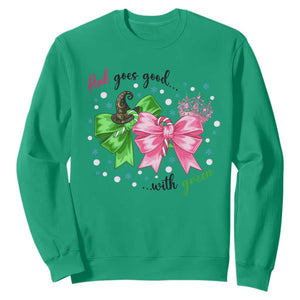 Funny Christmas Witch Pink Goes Good With Green Sweatshirt TS11 Irish Green Print Your Wear