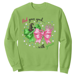 Funny Christmas Witch Pink Goes Good With Green Sweatshirt TS11 Lime Print Your Wear