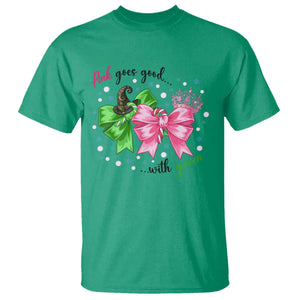 Funny Christmas Witch Pink Goes Good With Green T Shirt TS11 Irish Green Print Your Wear