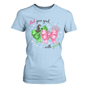 Funny Christmas Witch Pink Goes Good With Green T Shirt For Women TS11 Light Blue Print Your Wear