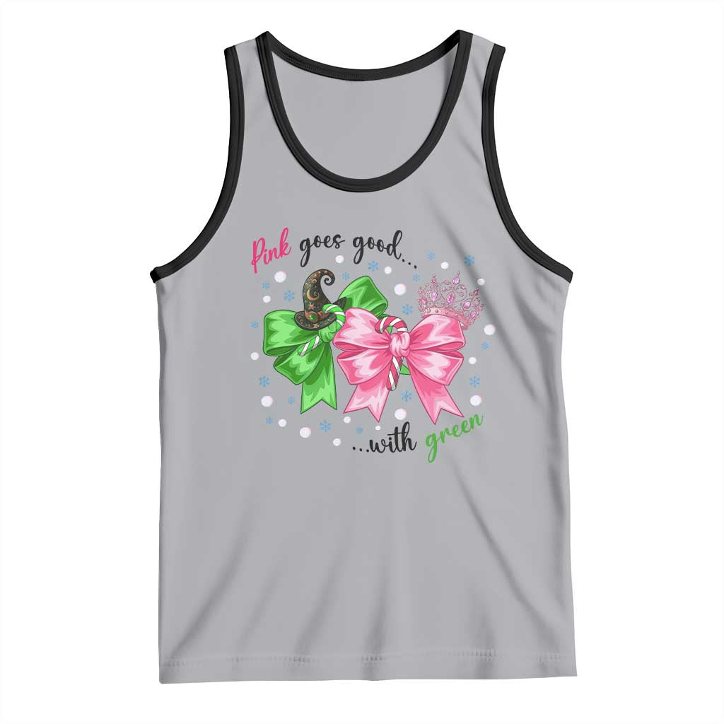 Funny Christmas Witch Pink Goes Good With Green Tank Top TS11 Athletic Heather Black Print Your Wear
