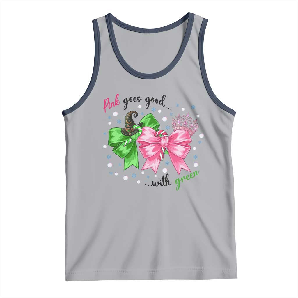 Funny Christmas Witch Pink Goes Good With Green Tank Top TS11 Athletic Heather Navy Print Your Wear