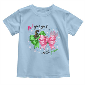 Funny Christmas Witch Pink Goes Good With Green Toddler T Shirt TS11 Light Blue Print Your Wear