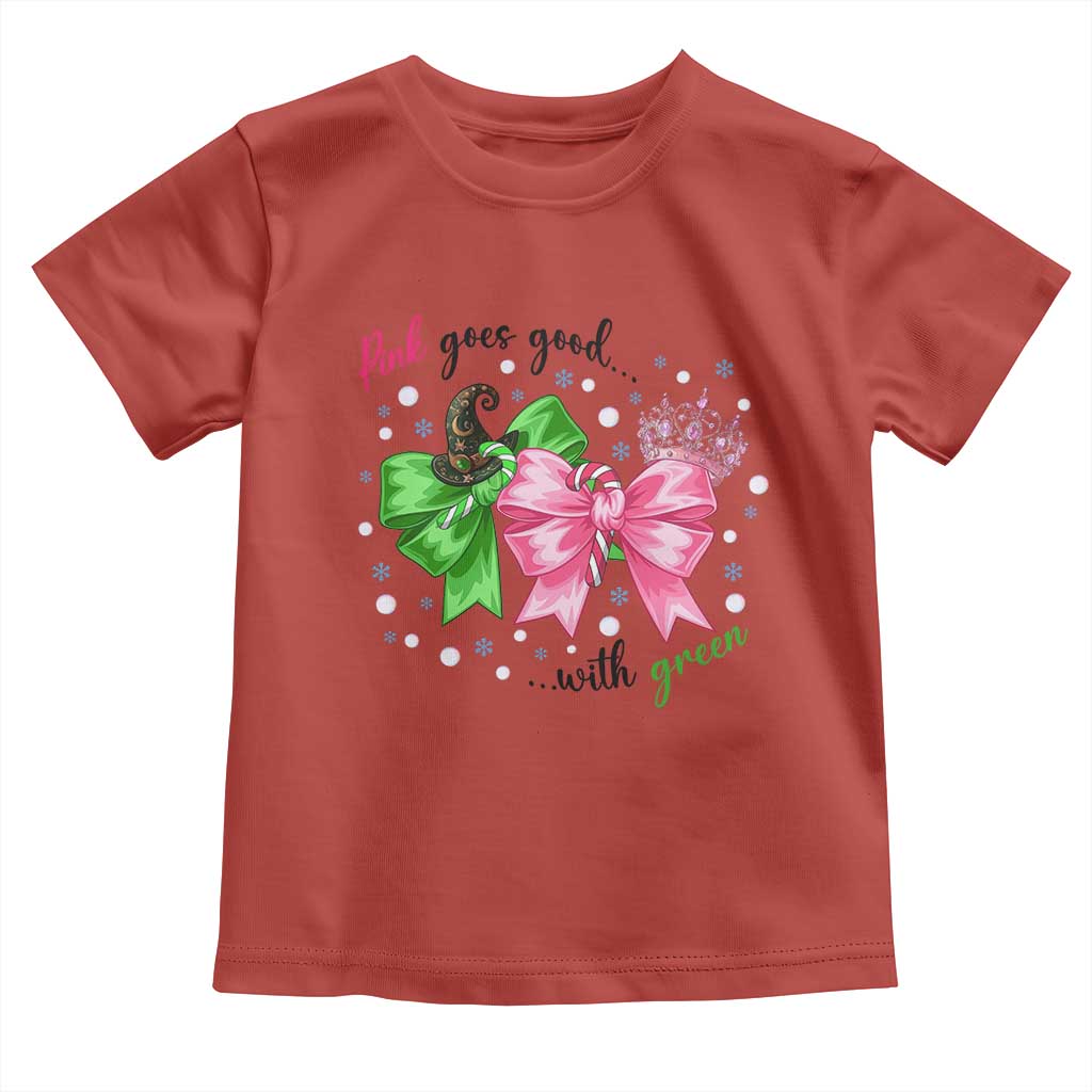 Funny Christmas Witch Pink Goes Good With Green Toddler T Shirt TS11 Red Print Your Wear