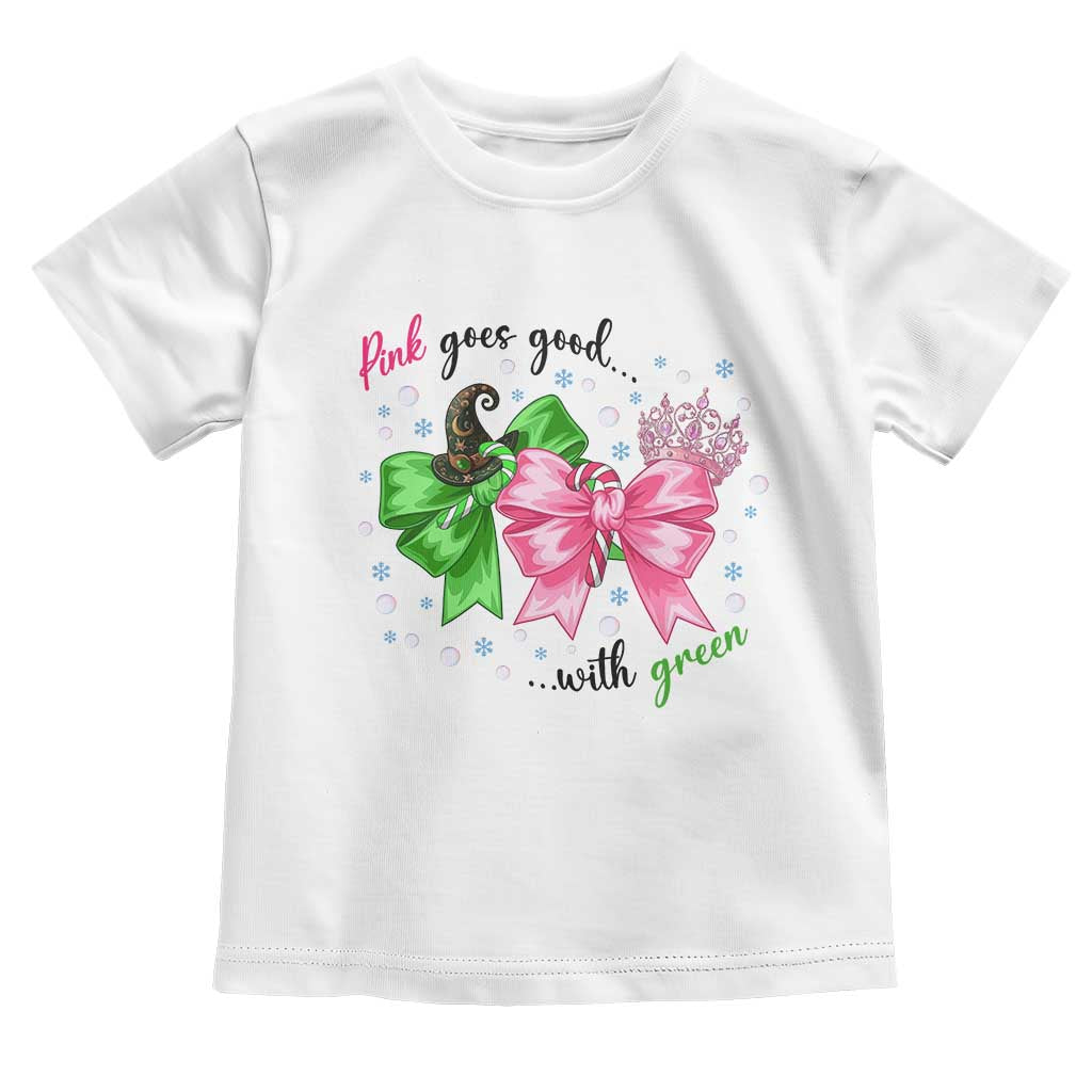 Funny Christmas Witch Pink Goes Good With Green Toddler T Shirt TS11 White Print Your Wear