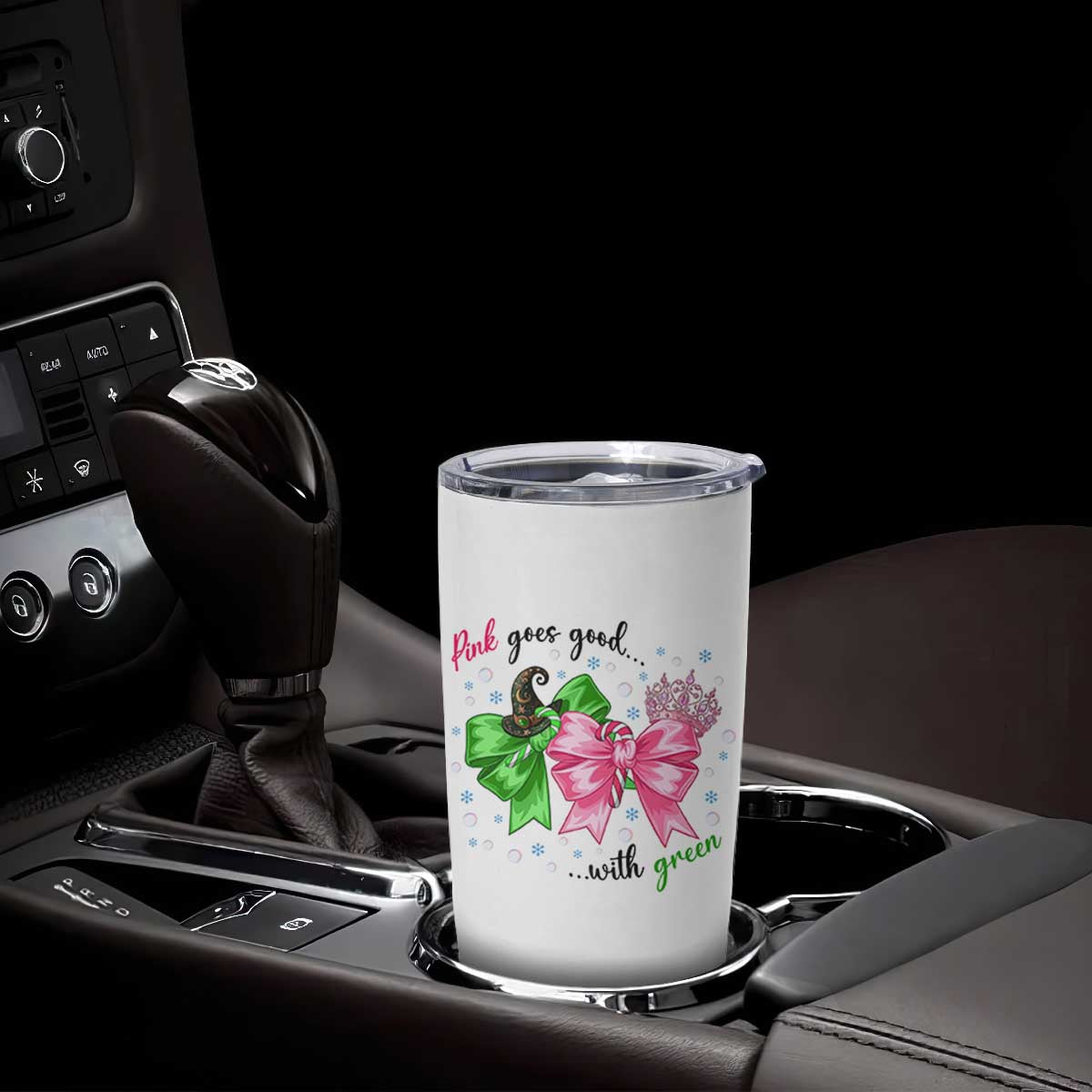 Funny Christmas Witch Pink Goes Good With Green Tumbler Cup TS11 Print Your Wear