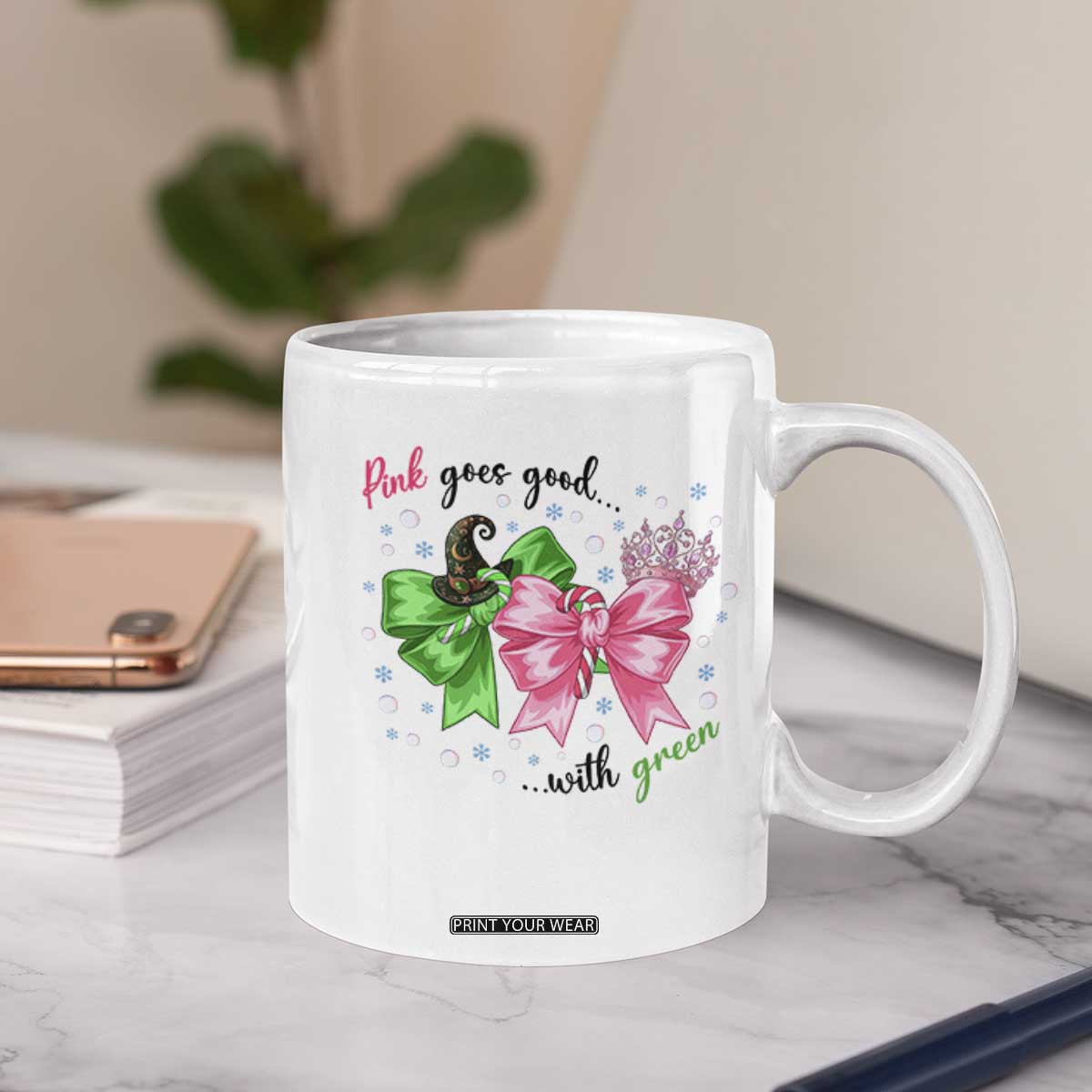 Funny Christmas Witch Pink Goes Good With Green Coffee Mug TS11 Print Your Wear