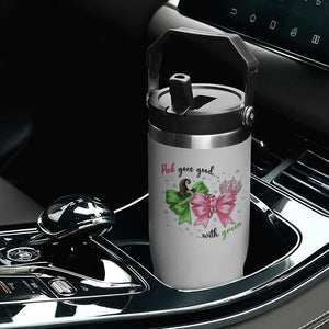 Funny Christmas Witch Pink Goes Good With Green Flip Straw Tumbler TS11 Print Your Wear