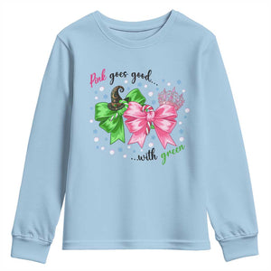 Funny Christmas Witch Pink Goes Good With Green Youth Sweatshirt TS11 Light Blue Print Your Wear