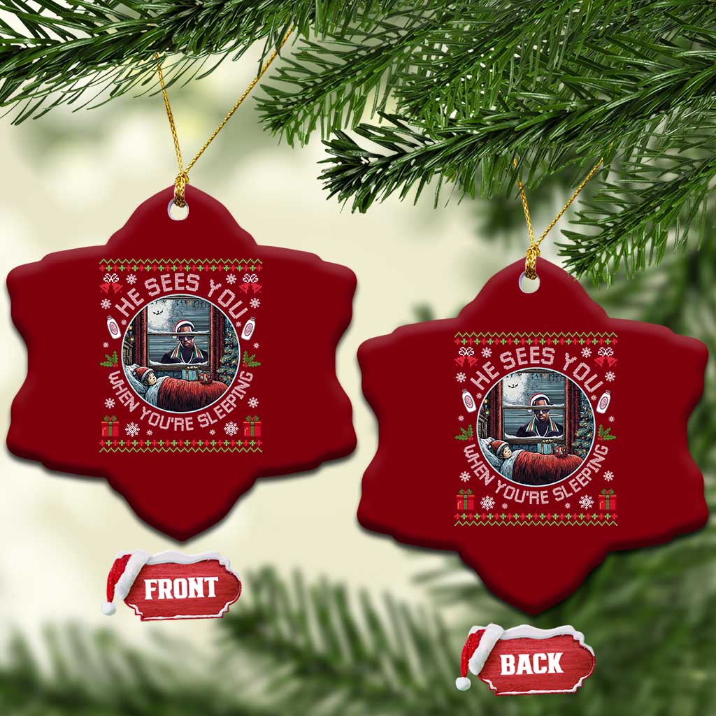 Funny Christmas Diddy Ceramic Ornament He Sees You When You Are Sleeping Baby Oil Ugly Xmas TS11 Print Your Wear
