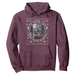 Funny Christmas Diddy Hoodie He Sees You When You Are Sleeping Baby Oil Ugly Xmas TS11 Maroon Print Your Wear