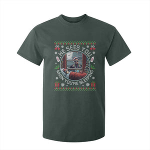 Funny Christmas Diddy T Shirt For Kid He Sees You When You Are Sleeping Baby Oil Ugly Xmas TS11 Dark Forest Green Print Your Wear