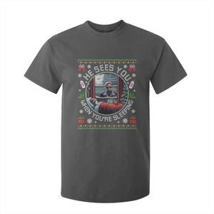 Funny Christmas Diddy T Shirt For Kid He Sees You When You Are Sleeping Baby Oil Ugly Xmas TS11 Dark Heather Print Your Wear