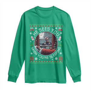 Funny Christmas Diddy Long Sleeve Shirt He Sees You When You Are Sleeping Baby Oil Ugly Xmas TS11 Irish Green Print Your Wear