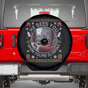 Funny Christmas Diddy Spare Tire Cover He Sees You When You Are Sleeping Baby Oil Ugly Xmas TS11 Black Print Your Wear