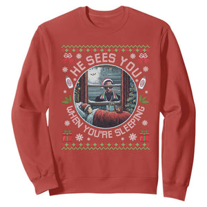 Funny Christmas Diddy Sweatshirt He Sees You When You Are Sleeping Baby Oil Ugly Xmas TS11 Red Print Your Wear