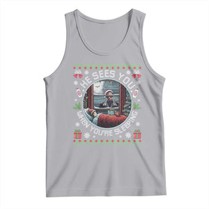Funny Christmas Diddy Tank Top He Sees You When You Are Sleeping Baby Oil Ugly Xmas TS11 Athletic Heather Print Your Wear