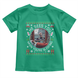 Funny Christmas Diddy Toddler T Shirt He Sees You When You Are Sleeping Baby Oil Ugly Xmas TS11 Irish Green Print Your Wear