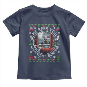 Funny Christmas Diddy Toddler T Shirt He Sees You When You Are Sleeping Baby Oil Ugly Xmas TS11 Navy Print Your Wear