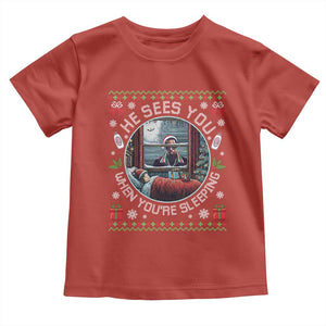 Funny Christmas Diddy Toddler T Shirt He Sees You When You Are Sleeping Baby Oil Ugly Xmas TS11 Red Print Your Wear