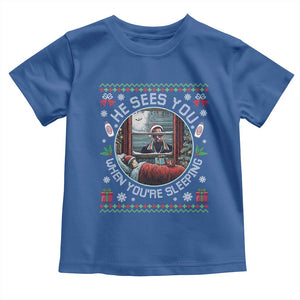 Funny Christmas Diddy Toddler T Shirt He Sees You When You Are Sleeping Baby Oil Ugly Xmas TS11 Royal Blue Print Your Wear