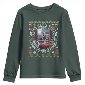Funny Christmas Diddy Youth Sweatshirt He Sees You When You Are Sleeping Baby Oil Ugly Xmas TS11 Dark Forest Green Print Your Wear