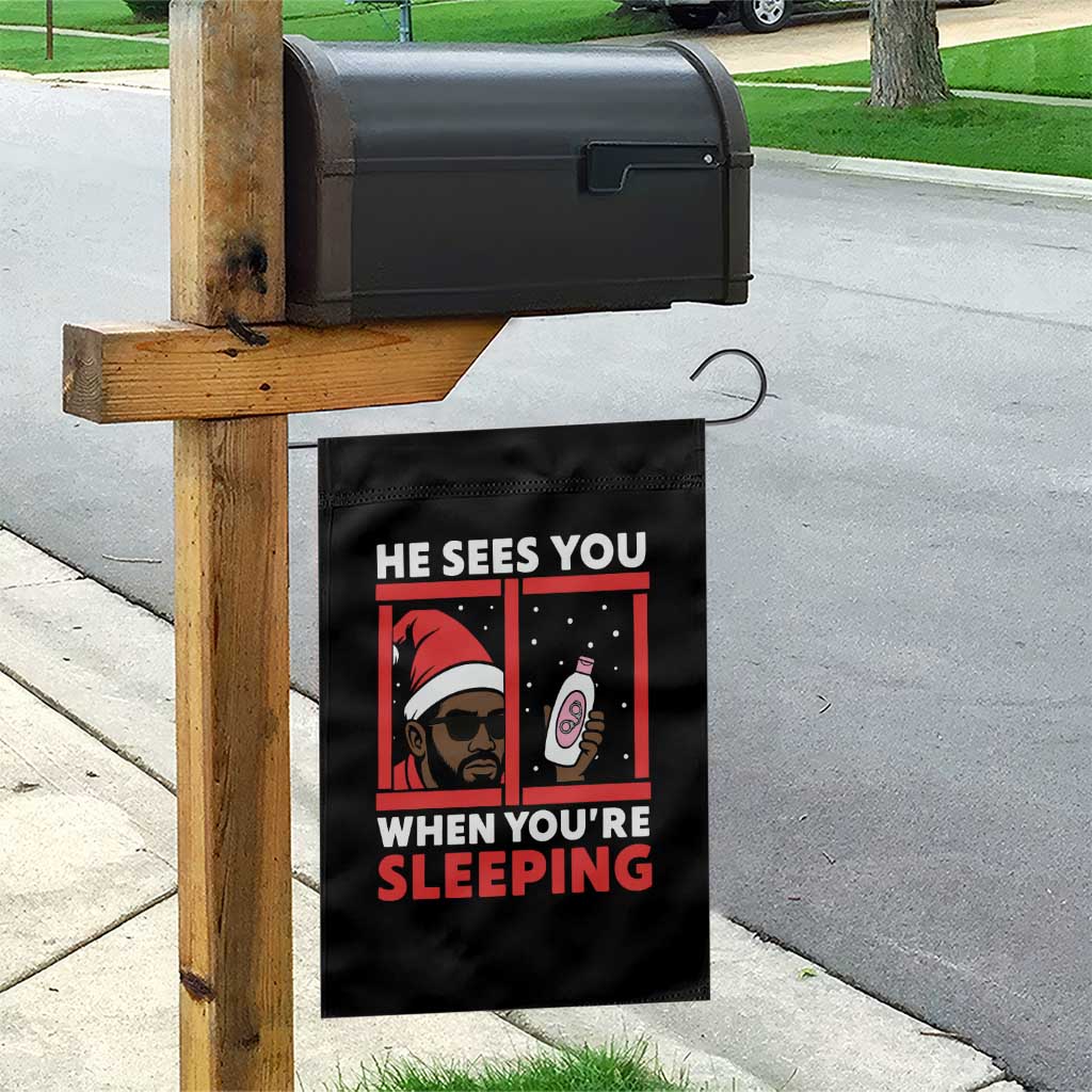 Funny Christmas Diddy Garden Flag He Sees You When You Are Sleeping Baby Oil TS11 Print Your Wear