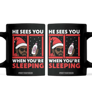 Funny Christmas Diddy Coffee Mug He Sees You When You Are Sleeping Baby Oil TS11 Black Print Your Wear