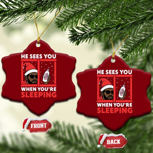 Funny Christmas Diddy Ceramic Ornament He Sees You When You Are Sleeping Baby Oil TS11 Print Your Wear