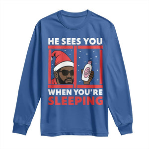 Funny Christmas Diddy Long Sleeve Shirt He Sees You When You Are Sleeping Baby Oil TS11 Royal Blue Print Your Wear