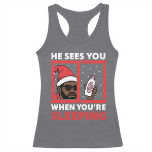 Funny Christmas Diddy Racerback Tank Top He Sees You When You Are Sleeping Baby Oil TS11 Charcoal Print Your Wear