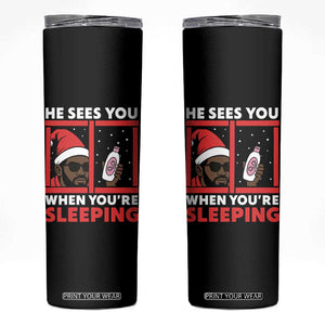 Funny Christmas Diddy Skinny Tumbler He Sees You When You Are Sleeping Baby Oil TS11 Black Print Your Wear