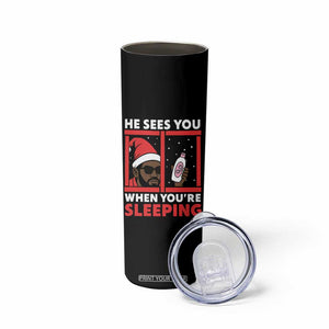 Funny Christmas Diddy Skinny Tumbler He Sees You When You Are Sleeping Baby Oil TS11 Print Your Wear