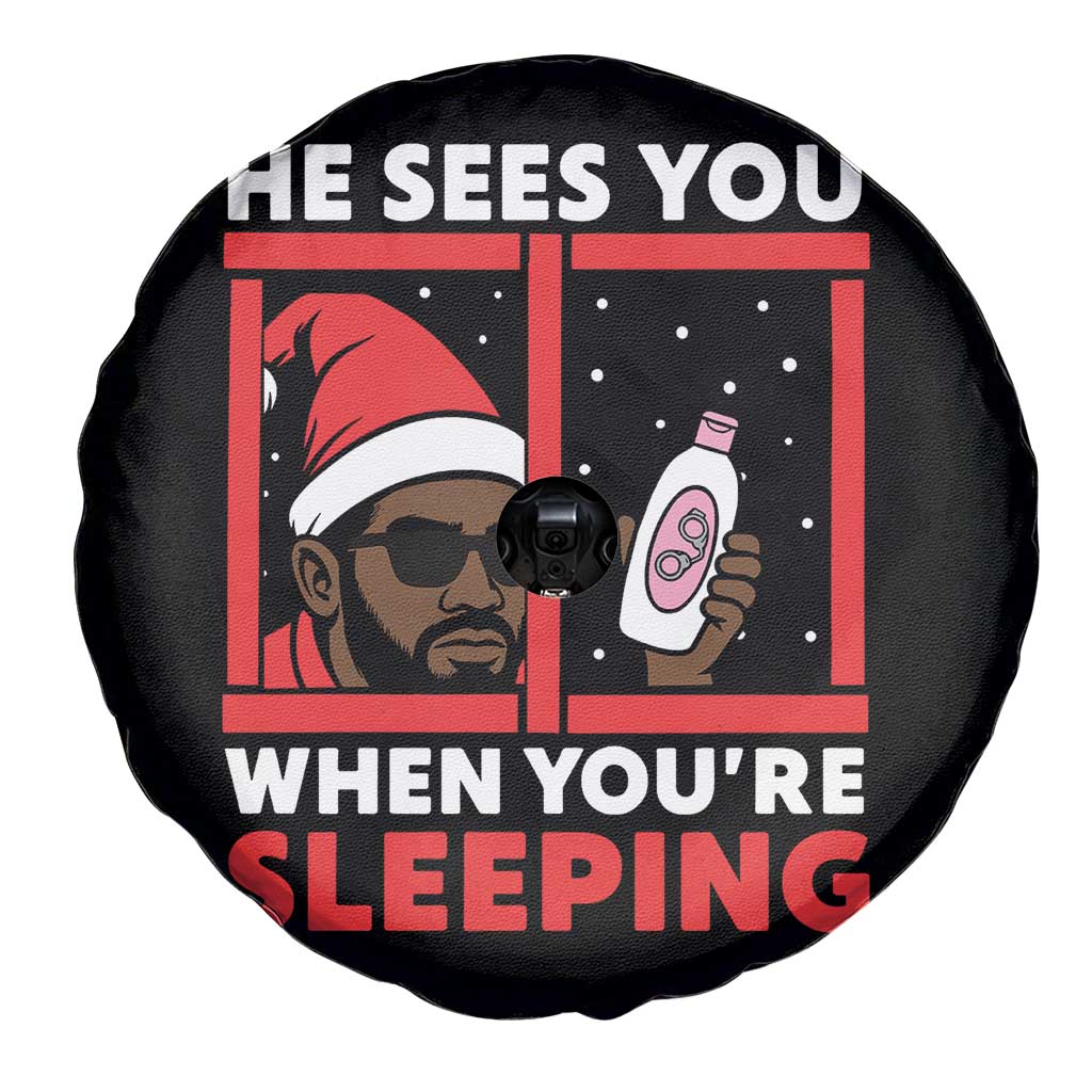 Funny Christmas Diddy Spare Tire Cover He Sees You When You Are Sleeping Baby Oil TS11 Print Your Wear
