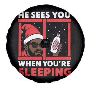 Funny Christmas Diddy Spare Tire Cover He Sees You When You Are Sleeping Baby Oil TS11 Print Your Wear