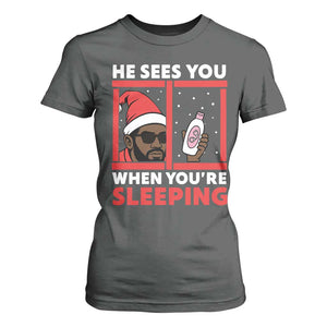 Funny Christmas Diddy T Shirt For Women He Sees You When You Are Sleeping Baby Oil TS11 Dark Heather Print Your Wear