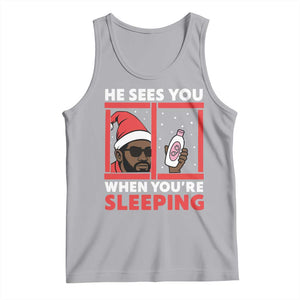 Funny Christmas Diddy Tank Top He Sees You When You Are Sleeping Baby Oil TS11 Athletic Heather Print Your Wear