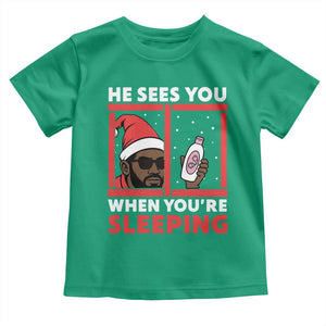 Funny Christmas Diddy Toddler T Shirt He Sees You When You Are Sleeping Baby Oil TS11 Irish Green Print Your Wear