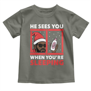 Funny Christmas Diddy Toddler T Shirt He Sees You When You Are Sleeping Baby Oil TS11 Military Green Print Your Wear