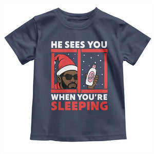 Funny Christmas Diddy Toddler T Shirt He Sees You When You Are Sleeping Baby Oil TS11 Navy Print Your Wear