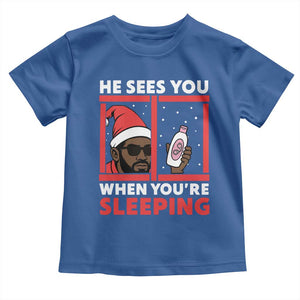 Funny Christmas Diddy Toddler T Shirt He Sees You When You Are Sleeping Baby Oil TS11 Royal Blue Print Your Wear