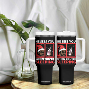 Funny Christmas Diddy Tumbler With Handle He Sees You When You Are Sleeping Baby Oil TS11 Print Your Wear