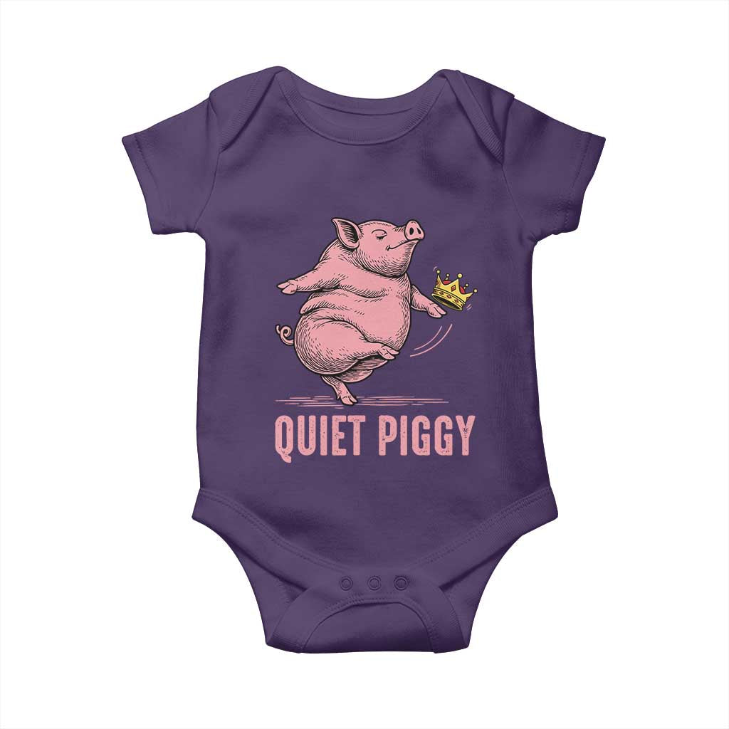 Funny Quiet Piggy Baby Onesie Pig Political Humor No King TS11 Purple Print Your Wear
