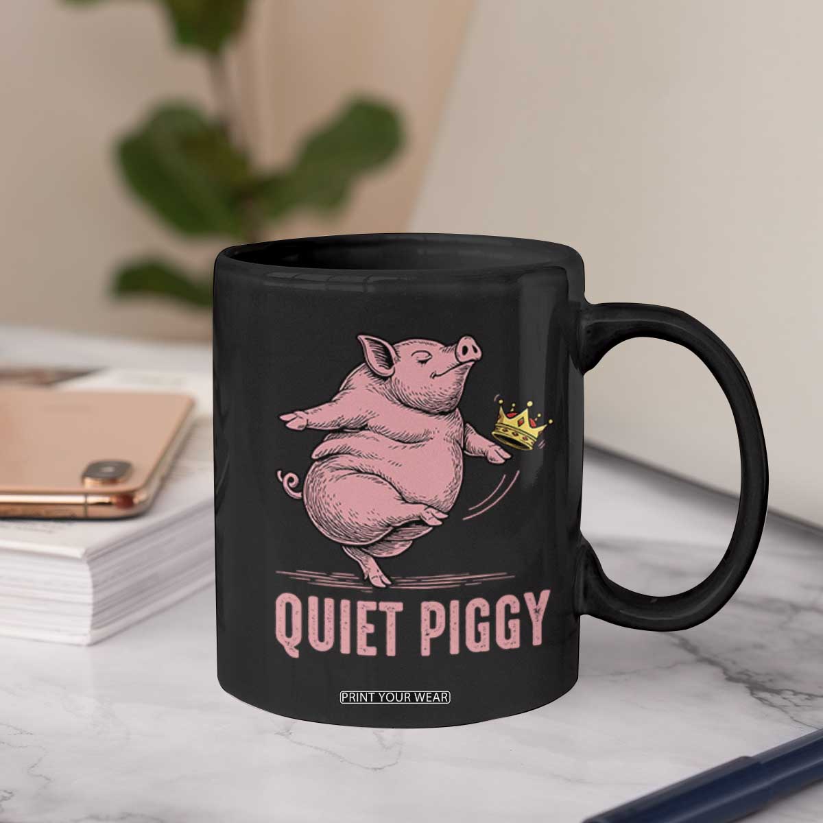 Funny Quiet Piggy Coffee Mug Pig Political Humor No King TS11 Print Your Wear